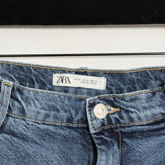 Zara Baggy Fit Blue Jeans Straight Leg Mid Waist Size 30x30 - Picture 7 of 12